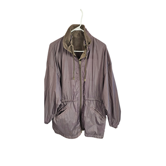 Vintage 90's Current Seen Reversible Coat Jacket Size Large Womens Nylon Velour - Picture 1 of 12